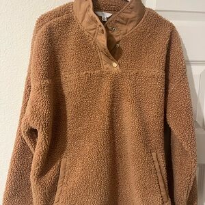 Time and Tru Brown Sherpa Cowl Neck Sweater